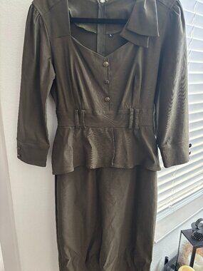 Midi Peplum Dress with 3/4 sleeves